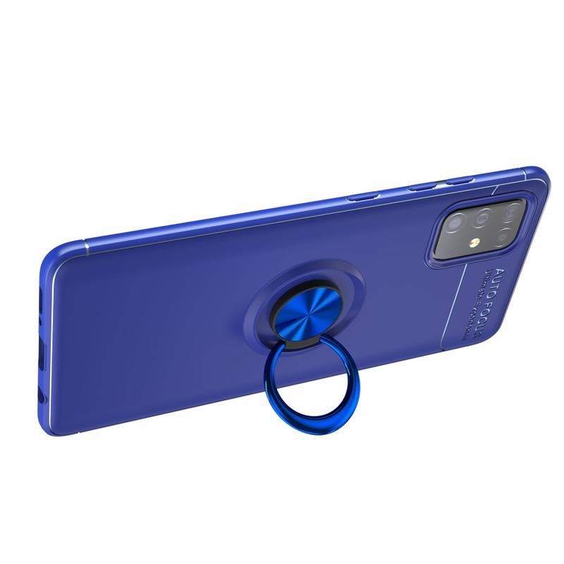 Ring odolný gelový obal s kroužkem na prst na mobil Samsung Galaxy M31s - modrý