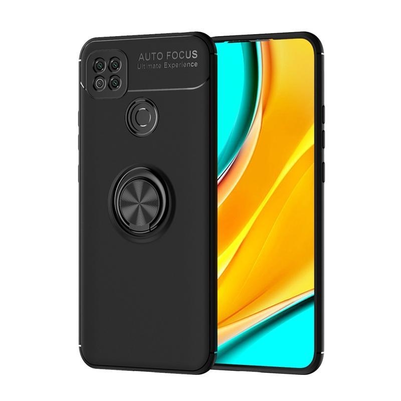 Ring odolný gelový obal s kroužkem na prst pro mobil Xiaomi Redmi 9C - černý