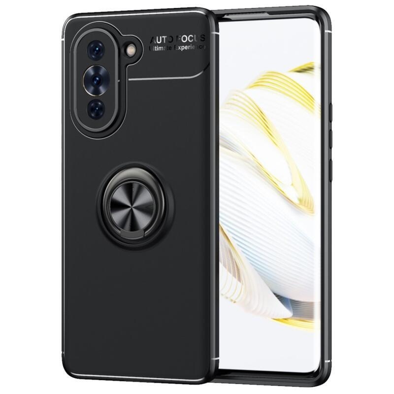 Ring odolný gelový obal s úchopem na prst pro Huawei Nova 10 - černý
