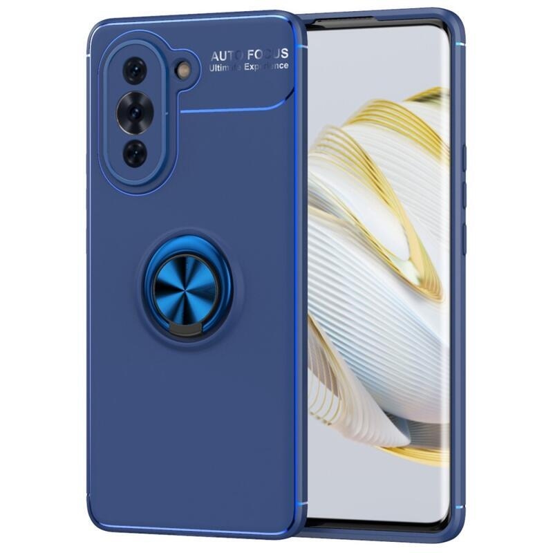 Ring odolný gelový obal s úchopem na prst pro Huawei Nova 10 - modrý