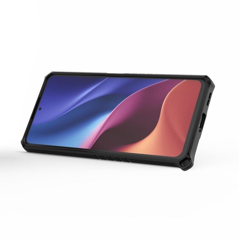 Ring odolný hybridní kryt s úchopem na prst na mobil Xiaomi Poco F4 5G - bílý