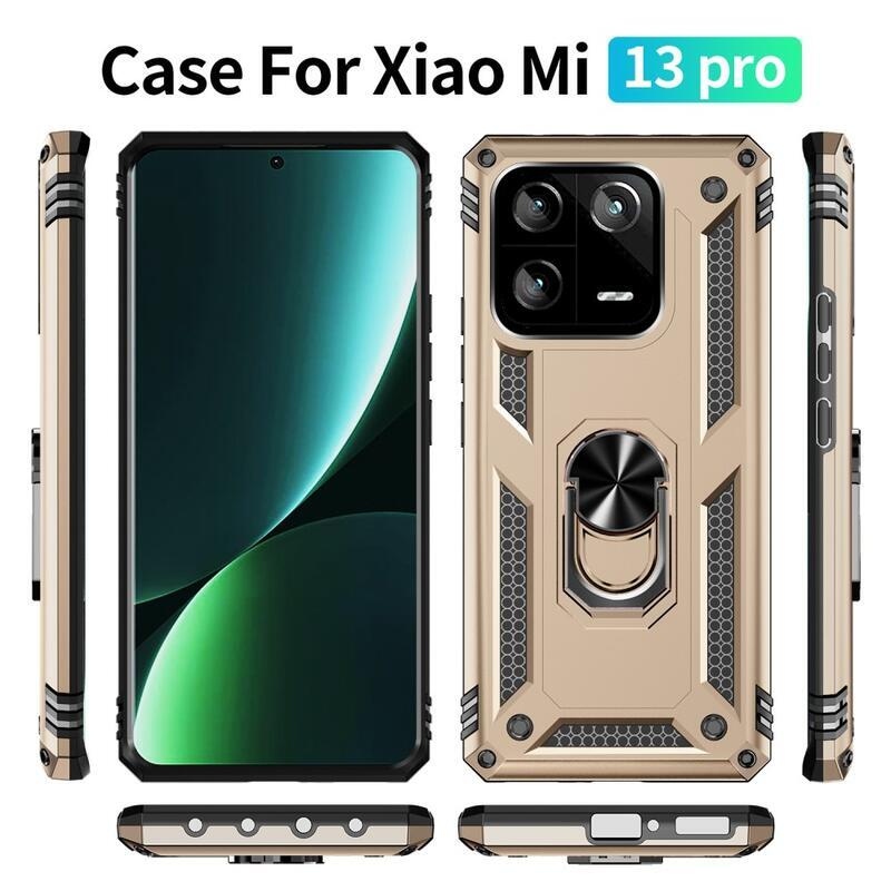 Ring odolný hybridní kryt s úchopem na Xiaomi 13 Pro - zlatý