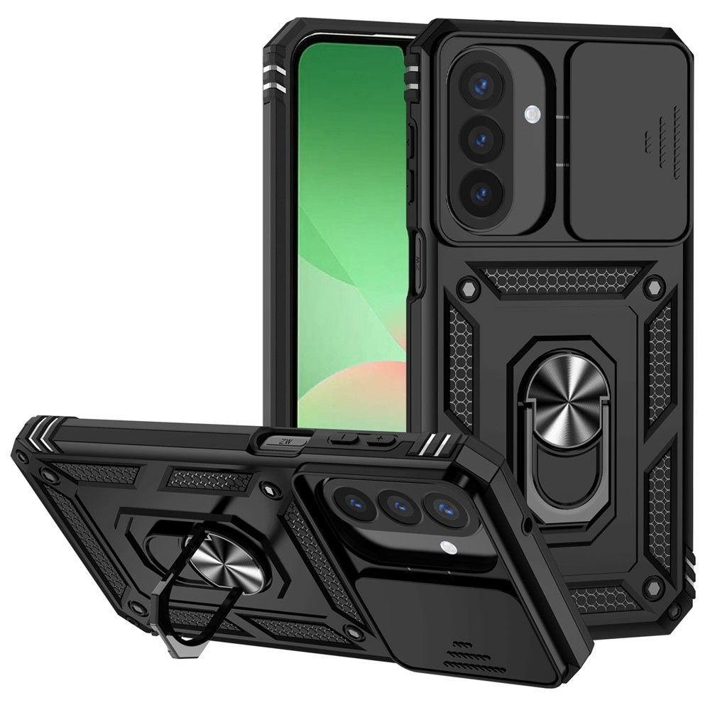 Ring odolný hybridní kryt s úchytem na prst na Samsung Galaxy A27 - černý