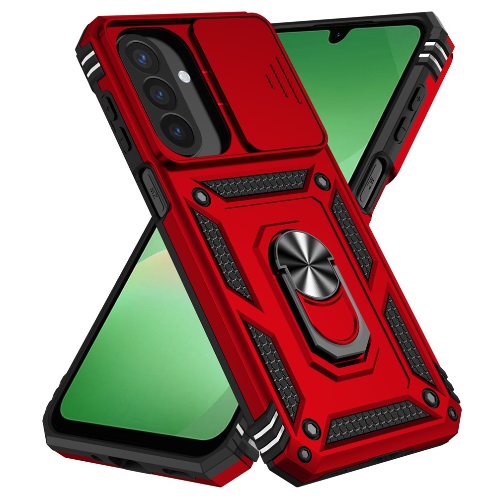 Ring odolný hybridní kryt s úchytem na prst na Samsung Galaxy A27 - červený