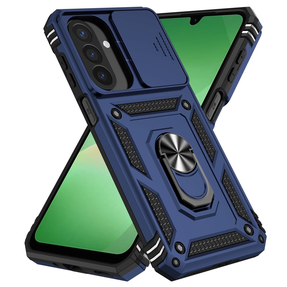 Ring odolný hybridní kryt s úchytem na prst na Samsung Galaxy A27 - modrý