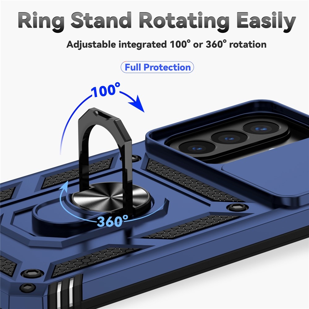 Ring odolný hybridní kryt s úchytem na prst na Samsung Galaxy A27 - modrý