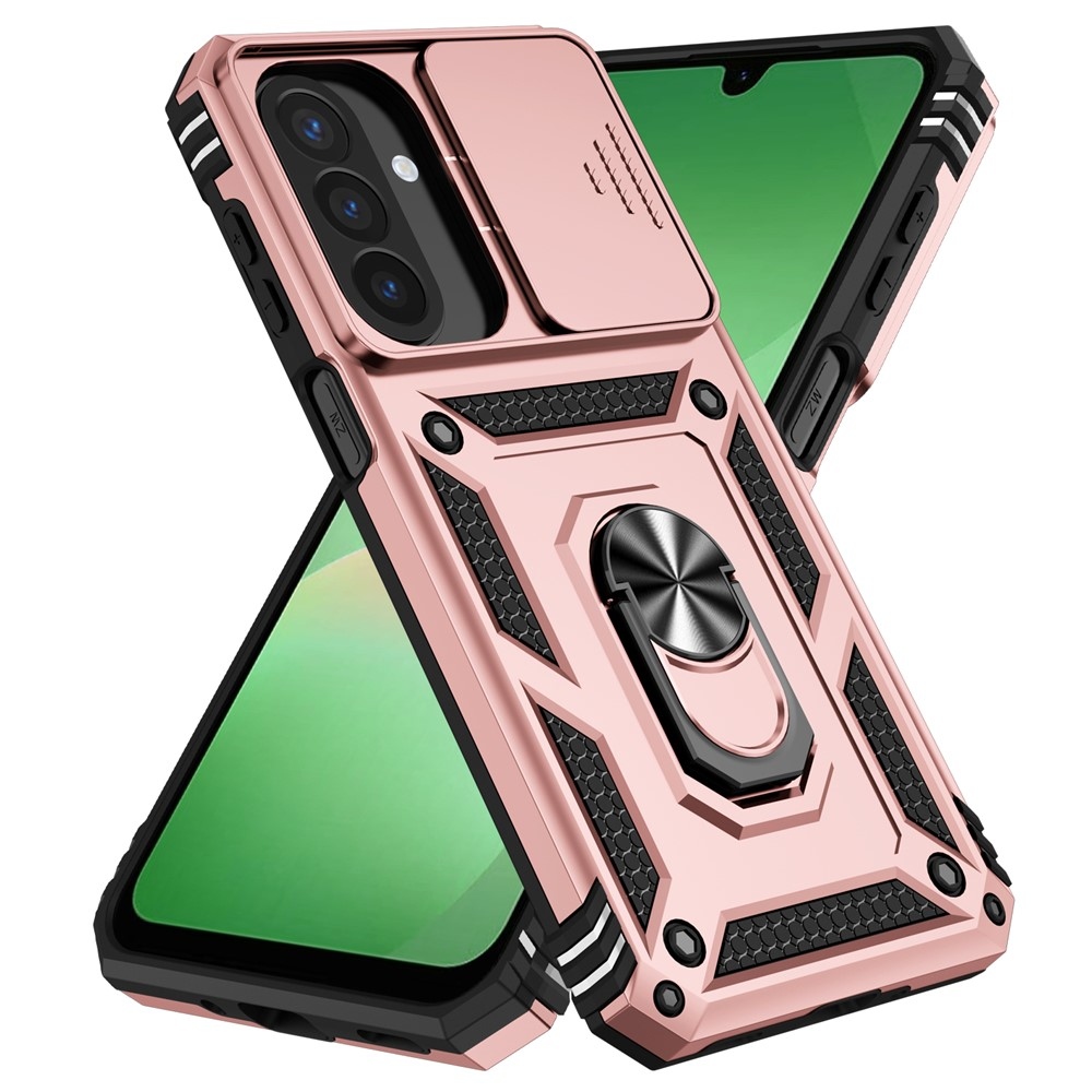 Ring odolný hybridní kryt s úchytem na prst na Samsung Galaxy A27 - růžovozlatý