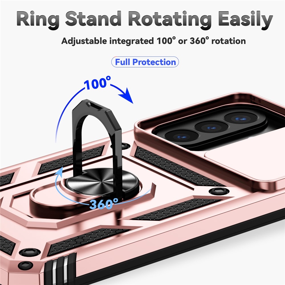Ring odolný hybridní kryt s úchytem na prst na Samsung Galaxy A27 - růžovozlatý