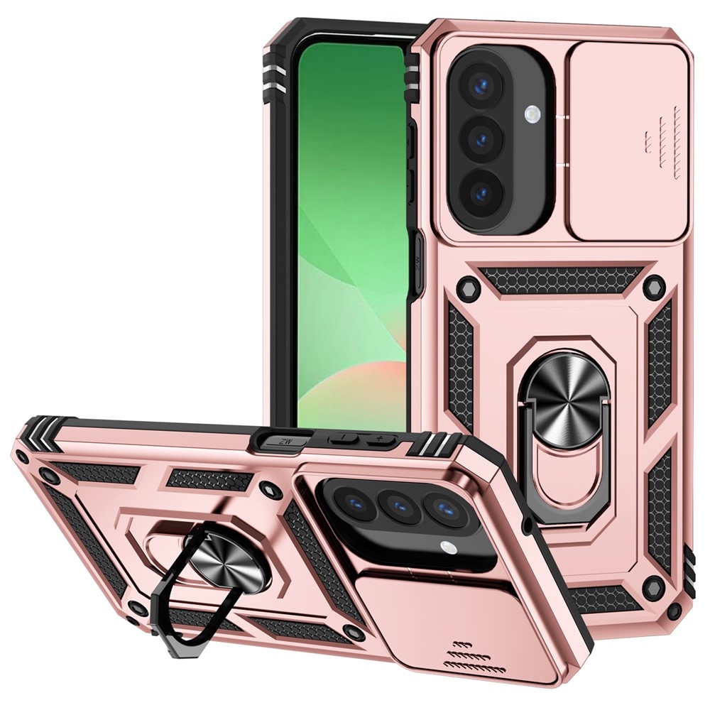 Ring odolný hybridní kryt s úchytem na prst na Samsung Galaxy A27 - růžovozlatý