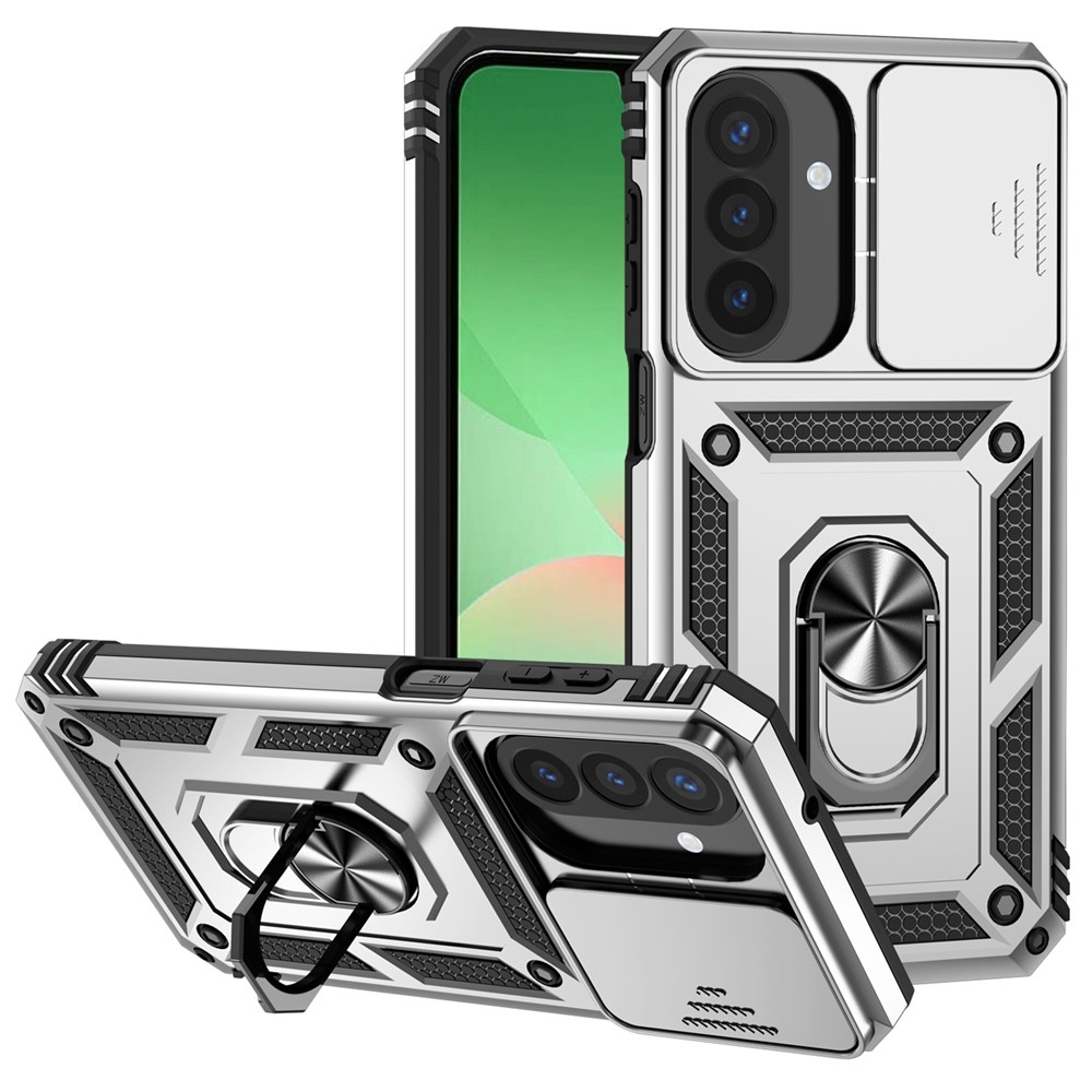 Ring odolný hybridní kryt s úchytem na prst na Samsung Galaxy A27 - stříbrný
