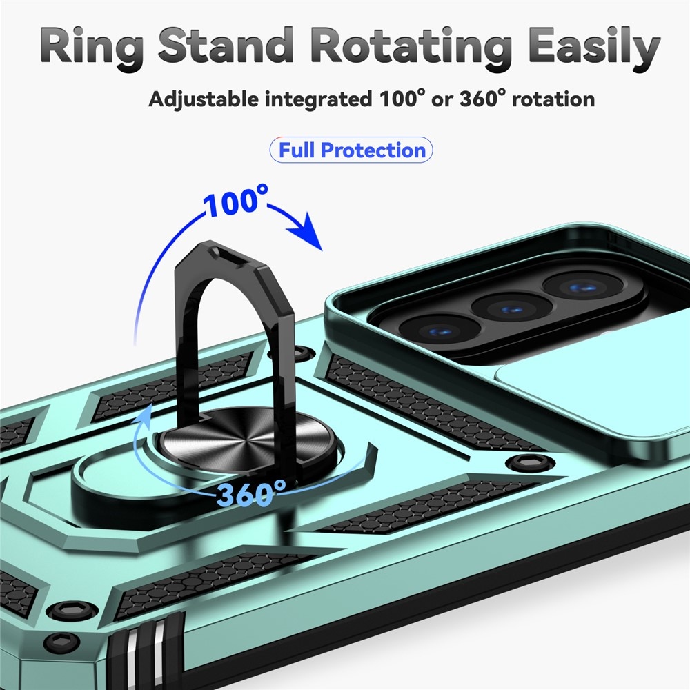 Ring odolný hybridní kryt s úchytem na prst na Samsung Galaxy A27 - zelený