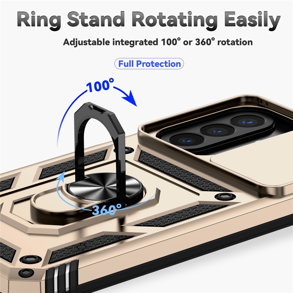 Ring odolný hybridní kryt s úchytem na prst na Samsung Galaxy A27 - zlatý