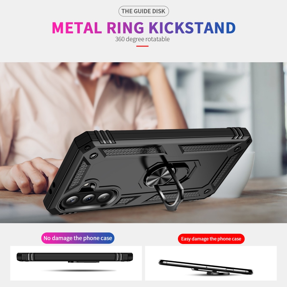 Ring odolný hybridní kryt s úchytem na prst na Samsung Galaxy A37 5G - černý