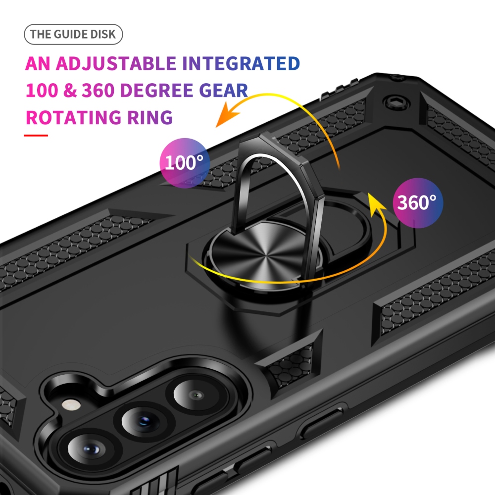 Ring odolný hybridní kryt s úchytem na prst na Samsung Galaxy A37 5G - černý