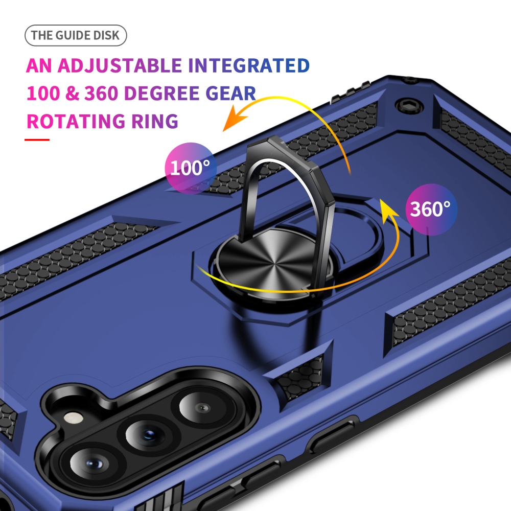 Ring odolný hybridní kryt s úchytem na prst na Samsung Galaxy A37 5G - modrý