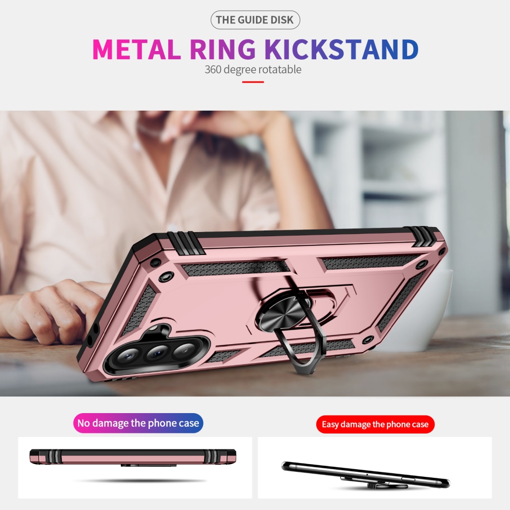 Ring odolný hybridní kryt s úchytem na prst na Samsung Galaxy A37 5G - růžovozlatý