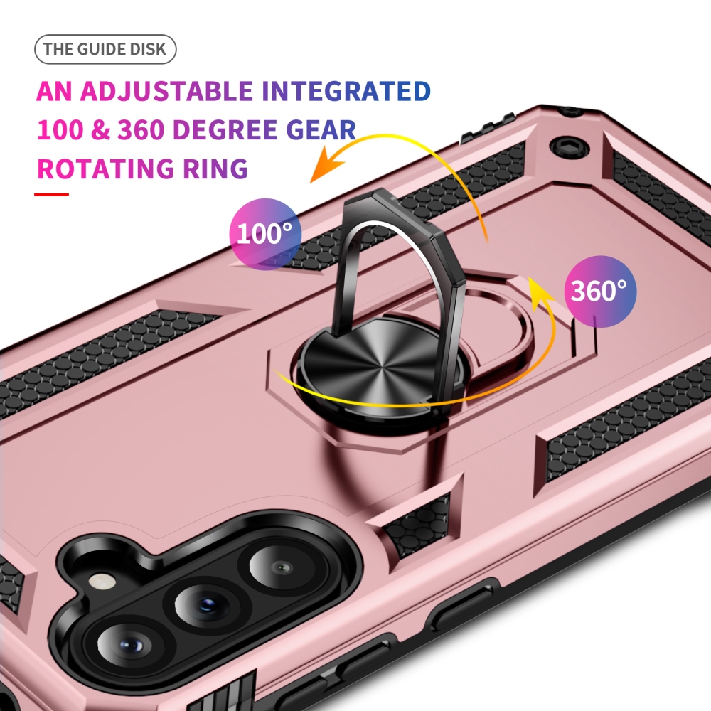 Ring odolný hybridní kryt s úchytem na prst na Samsung Galaxy A37 5G - růžovozlatý