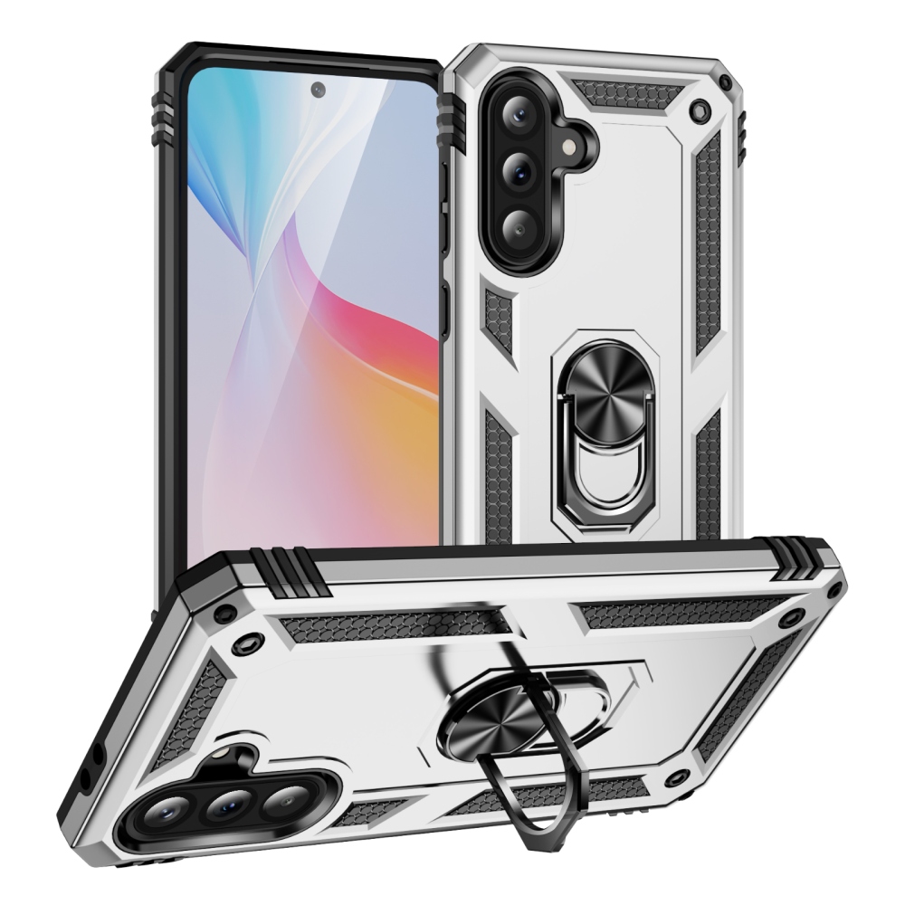 Ring odolný hybridní kryt s úchytem na prst na Samsung Galaxy A37 5G - stříbrný