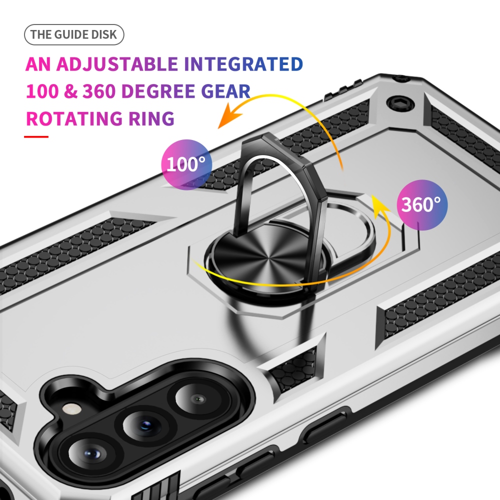 Ring odolný hybridní kryt s úchytem na prst na Samsung Galaxy A37 5G - stříbrný