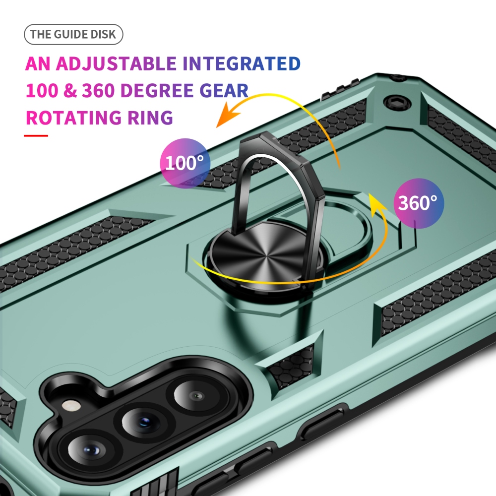 Ring odolný hybridní kryt s úchytem na prst na Samsung Galaxy A37 5G - zelený