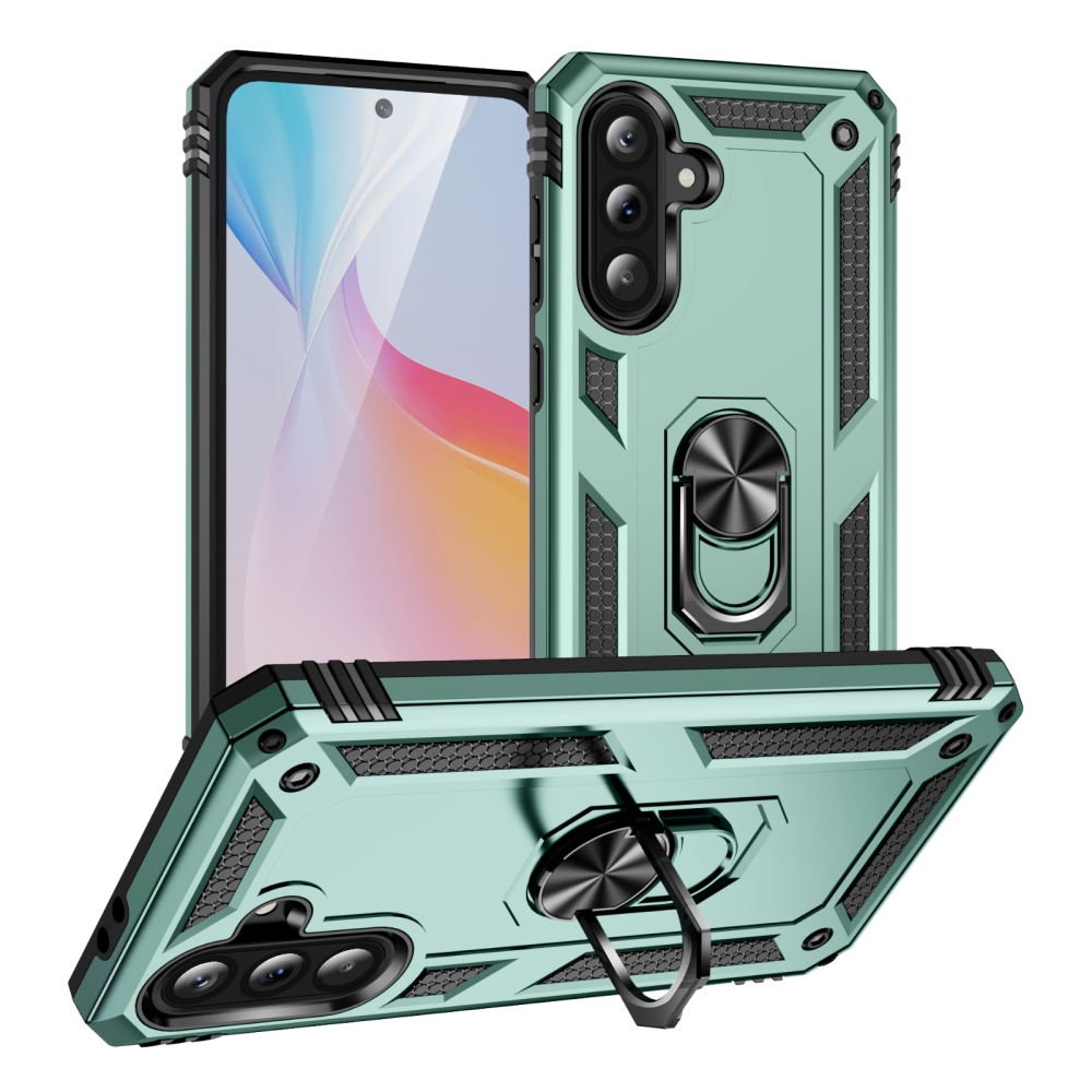 Ring odolný hybridní kryt s úchytem na prst na Samsung Galaxy A37 5G - zelený
