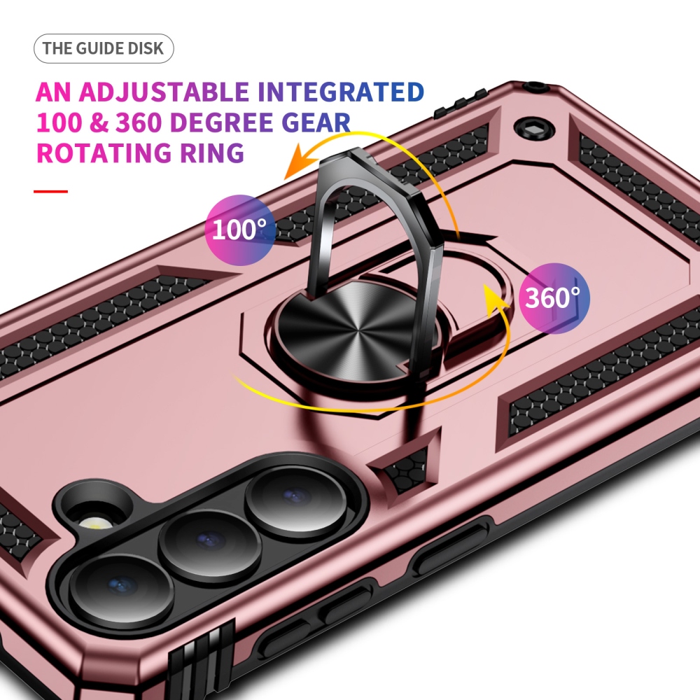 Ring odolný hybridní kryt s úchytem na prst na Samsung Galaxy S26 - růžovozlatý