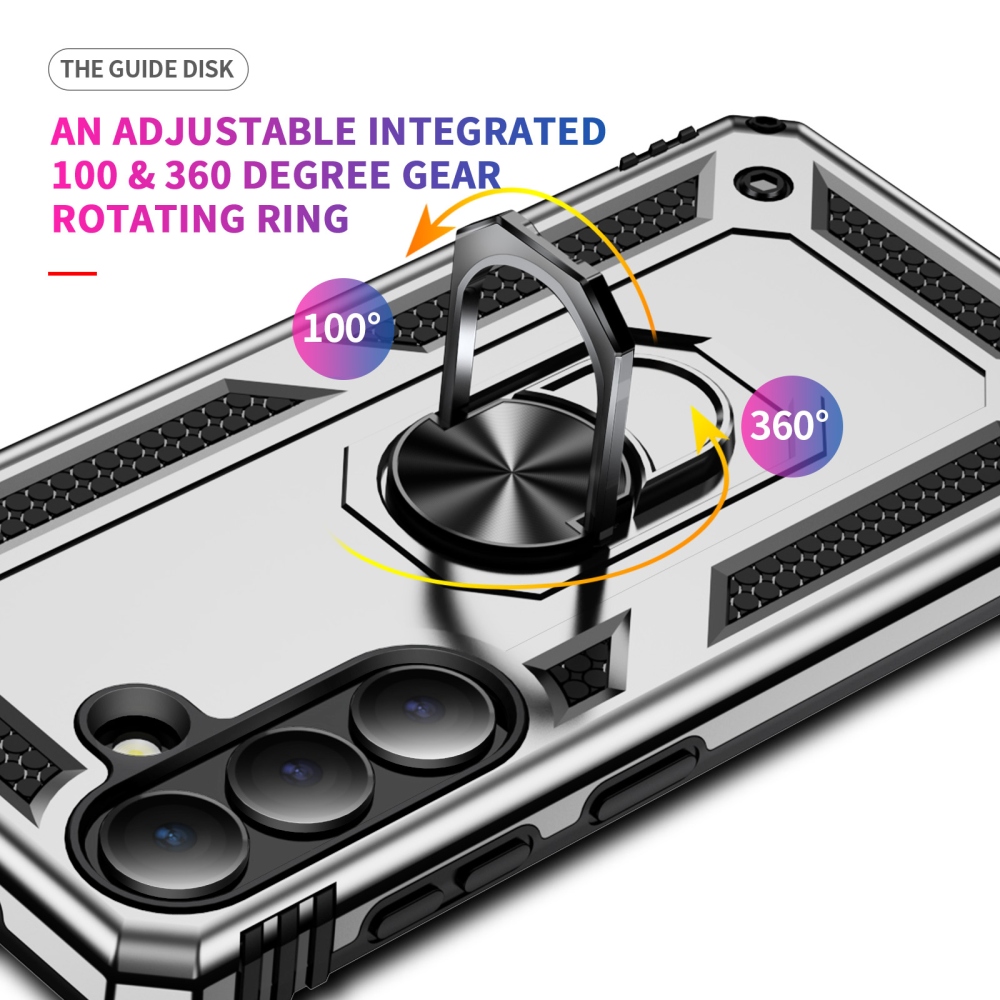 Ring odolný hybridní kryt s úchytem na prst na Samsung Galaxy S26 - stříbrný