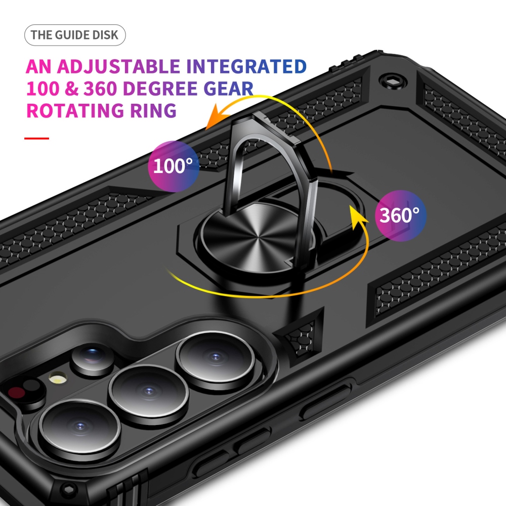 Ring odolný hybridní kryt s úchytem na prst na Samsung Galaxy S26 Ultra - černý