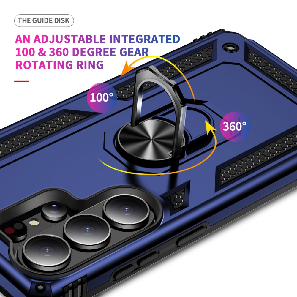 Ring odolný hybridní kryt s úchytem na prst na Samsung Galaxy S26 Ultra - modrý