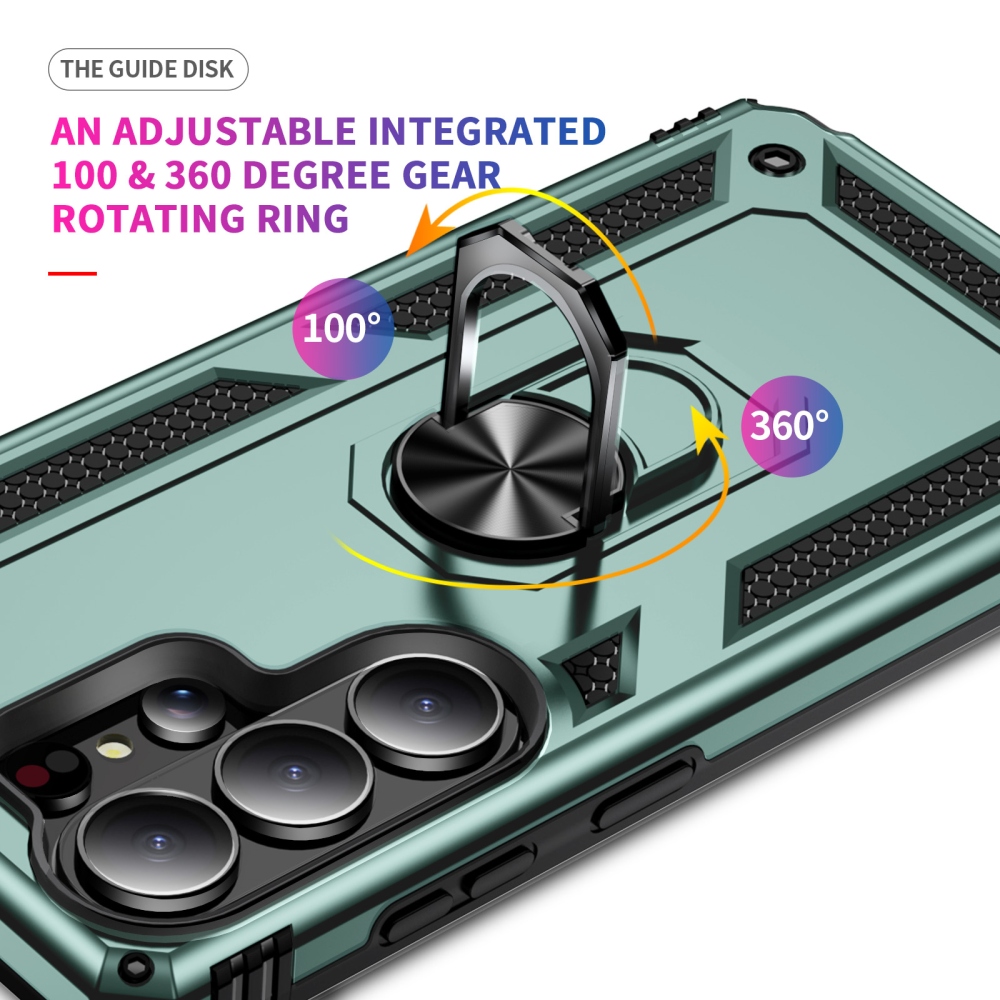 Ring odolný hybridní kryt s úchytem na prst na Samsung Galaxy S26 Ultra - zelený