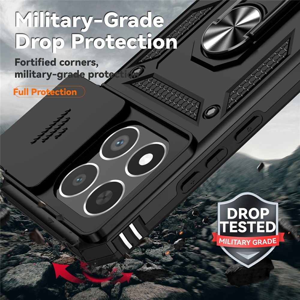 Ring odolný hybridní kryt s úchytem na prst na Xiaomi 15T - černý