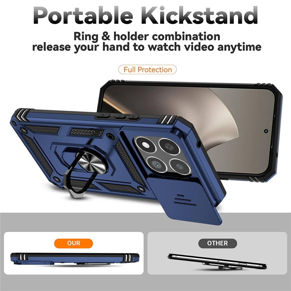 Ring odolný hybridní kryt s úchytem na prst na Xiaomi 15T - modrý