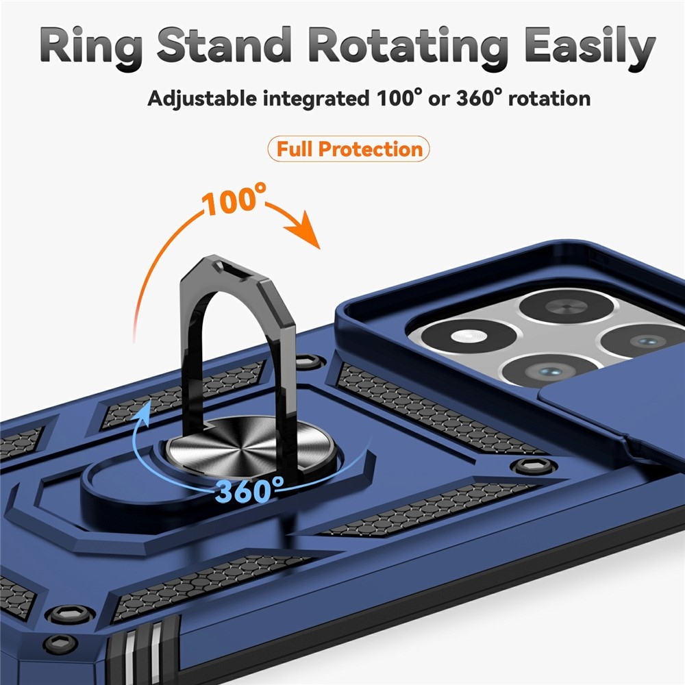 Ring odolný hybridní kryt s úchytem na prst na Xiaomi 15T - modrý