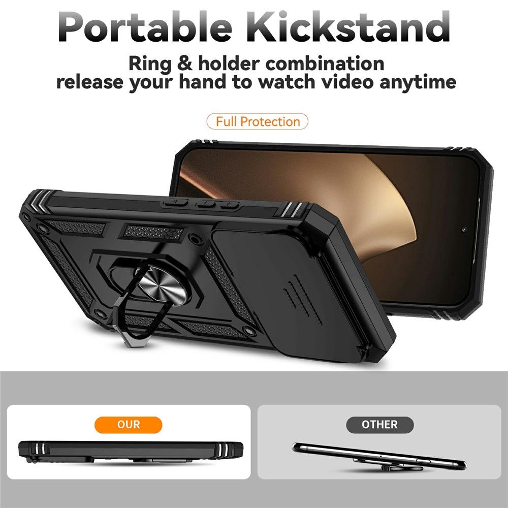 Ring odolný hybridní kryt s úchytem na prst na Xiaomi 15T Pro - černý