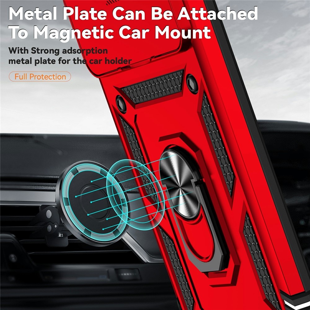 Ring odolný hybridní kryt s úchytem na prst na Xiaomi 15T Pro - červený