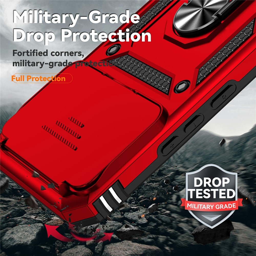 Ring odolný hybridní kryt s úchytem na prst na Xiaomi 15T Pro - červený