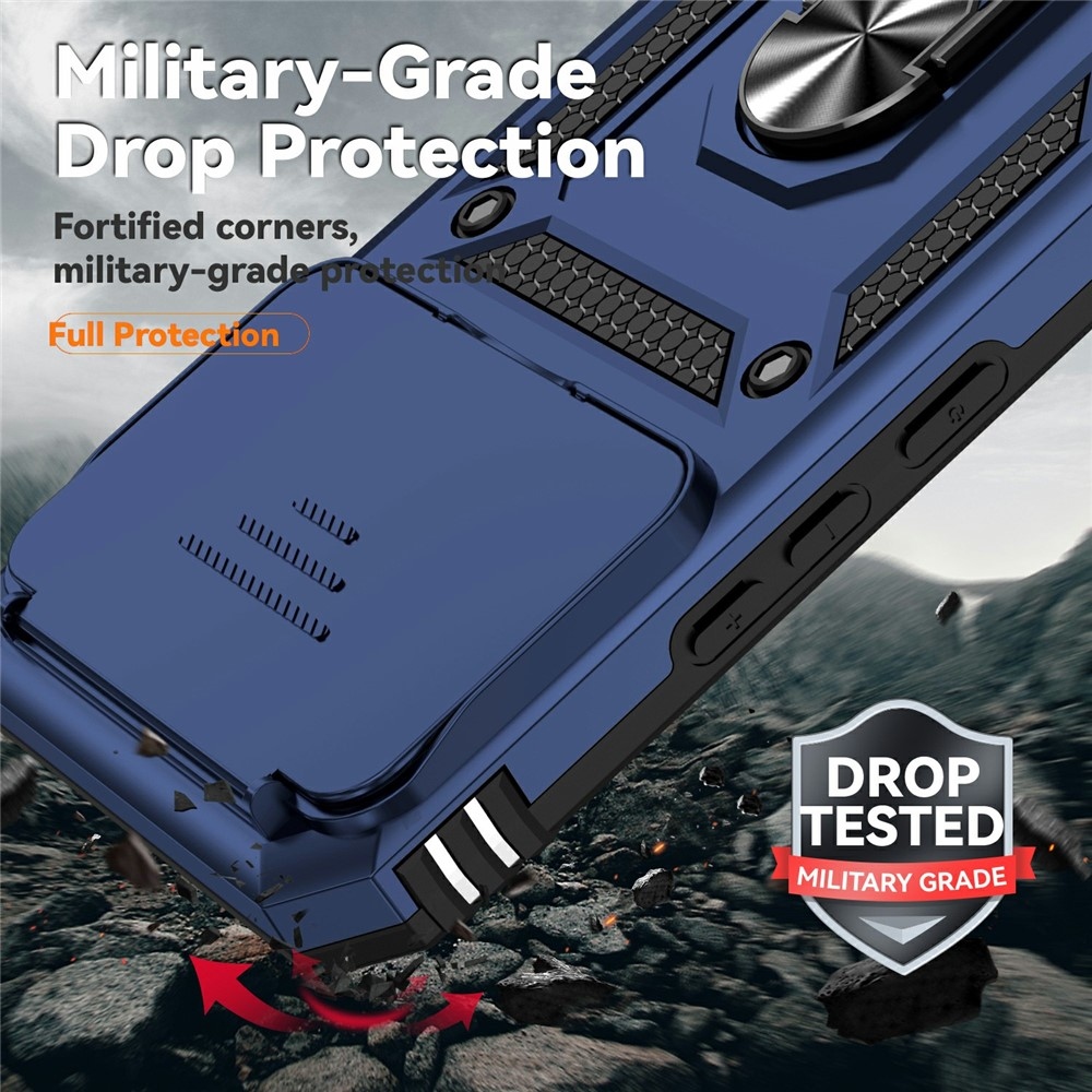 Ring odolný hybridní kryt s úchytem na prst na Xiaomi 15T Pro - modrý