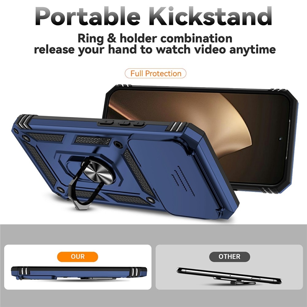 Ring odolný hybridní kryt s úchytem na prst na Xiaomi 15T Pro - modrý