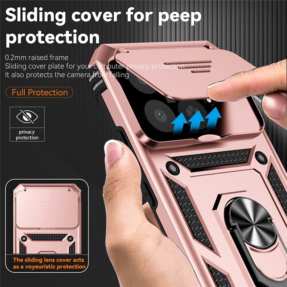 Ring odolný hybridní kryt s úchytem na prst na Xiaomi 15T Pro - růžovozlatý