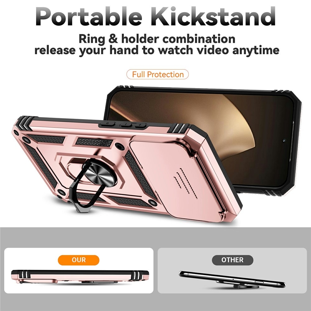 Ring odolný hybridní kryt s úchytem na prst na Xiaomi 15T Pro - růžovozlatý