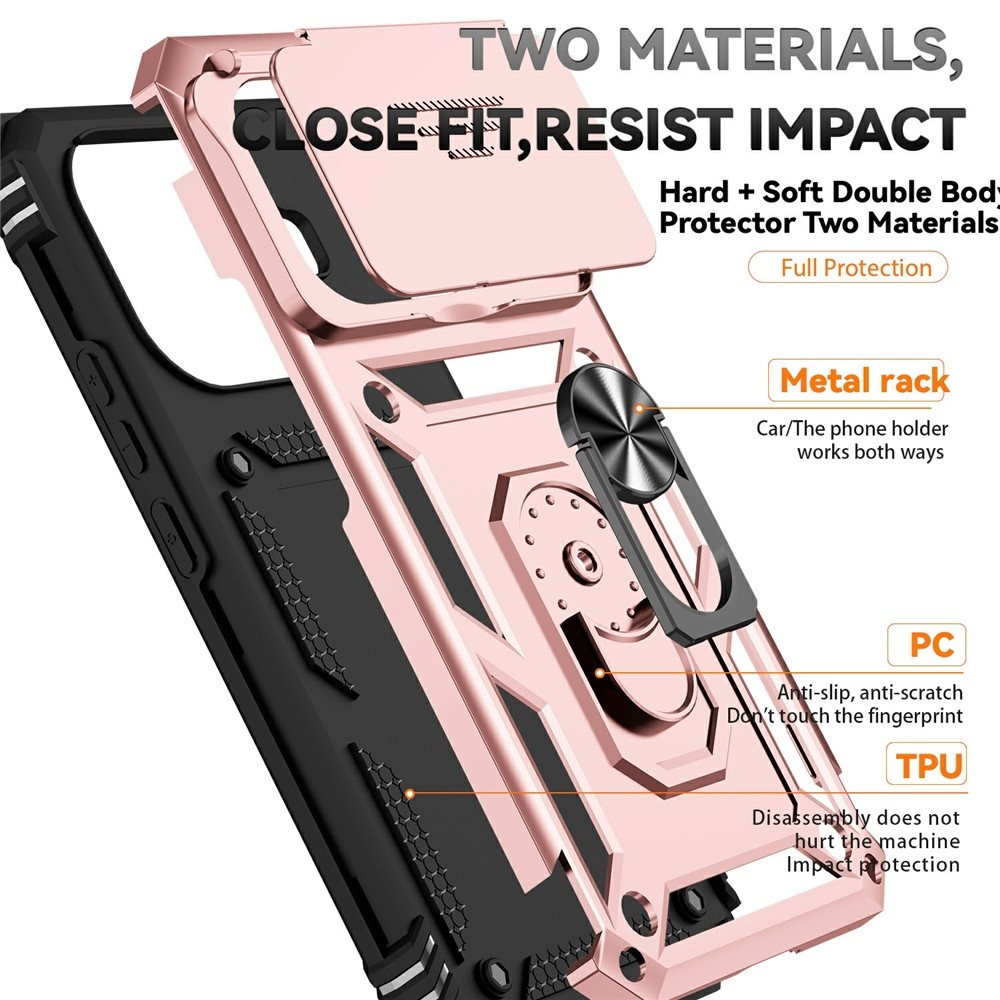 Ring odolný hybridní kryt s úchytem na prst na Xiaomi 15T Pro - růžovozlatý