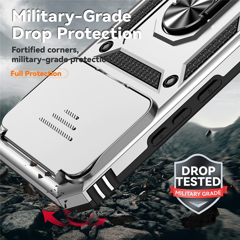 Ring odolný hybridní kryt s úchytem na prst na Xiaomi 15T Pro - stříbrný