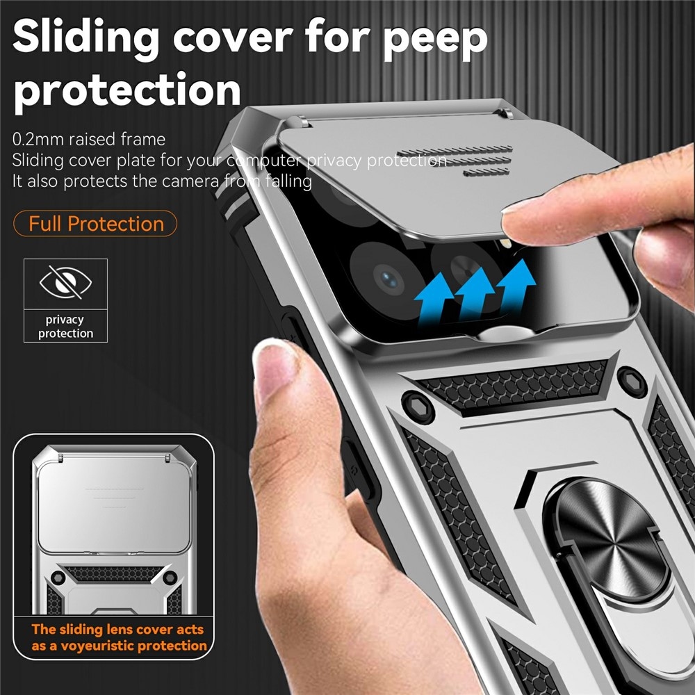 Ring odolný hybridní kryt s úchytem na prst na Xiaomi 15T Pro - stříbrný