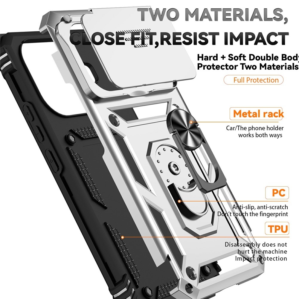 Ring odolný hybridní kryt s úchytem na prst na Xiaomi 15T Pro - stříbrný