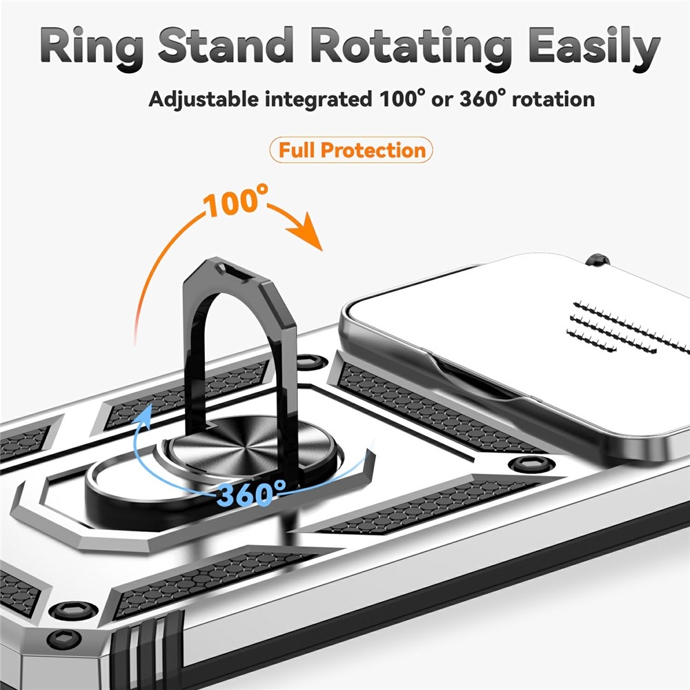 Ring odolný hybridní kryt s úchytem na prst na Xiaomi 15T Pro - stříbrný