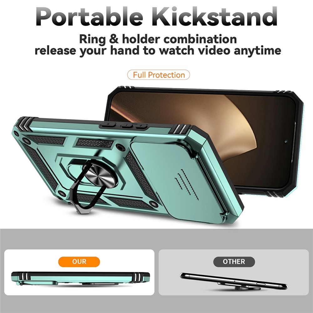 Ring odolný hybridní kryt s úchytem na prst na Xiaomi 15T Pro - zelený