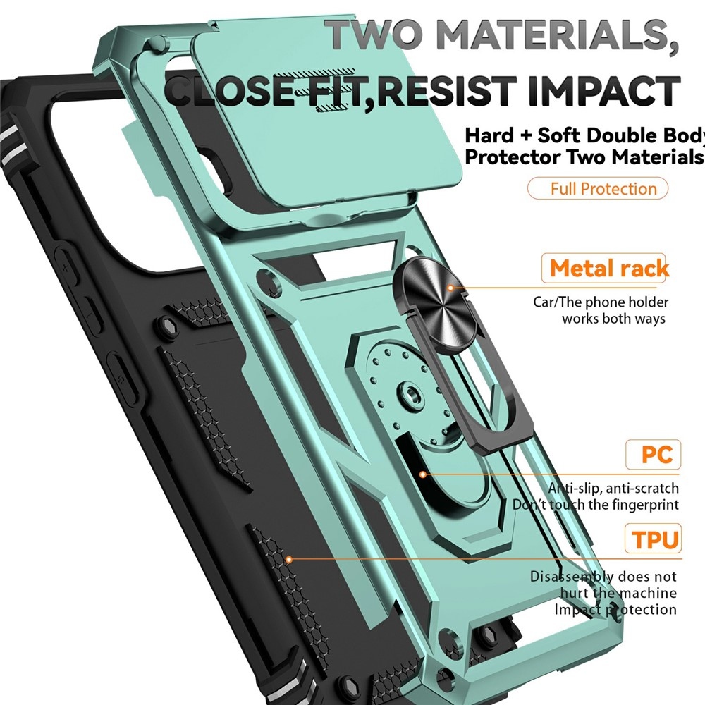 Ring odolný hybridní kryt s úchytem na prst na Xiaomi 15T Pro - zelený