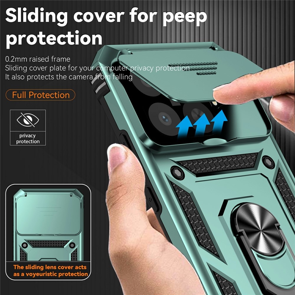 Ring odolný hybridní kryt s úchytem na prst na Xiaomi 15T Pro - zelený