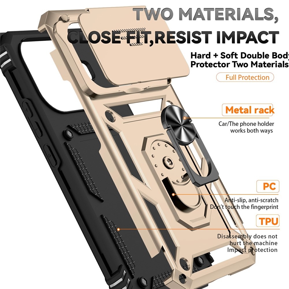 Ring odolný hybridní kryt s úchytem na prst na Xiaomi 15T Pro - zlatý