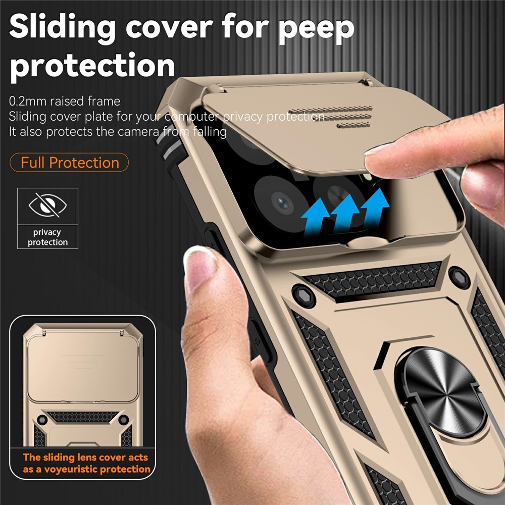 Ring odolný hybridní kryt s úchytem na prst na Xiaomi 15T Pro - zlatý